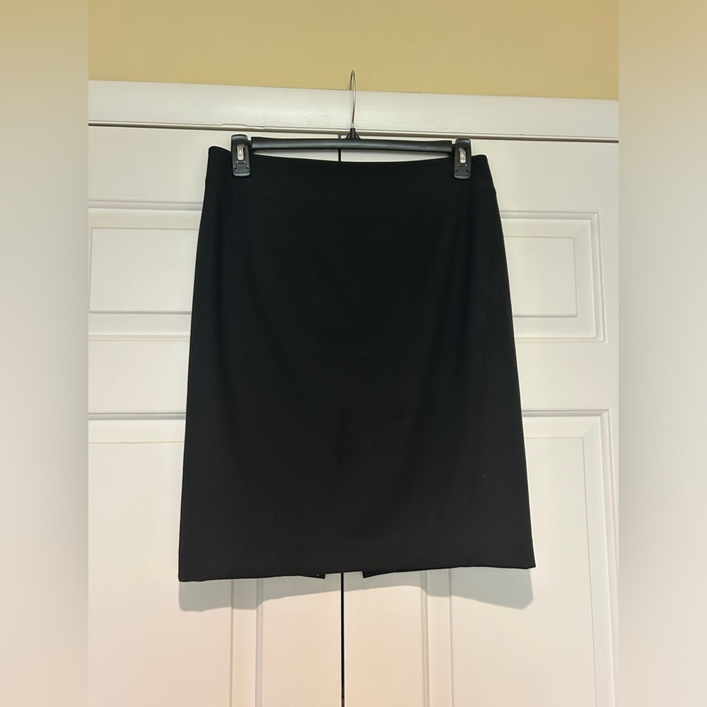 LOFT Classic Black Pencil Skirt with Back Slit and Side Zipper